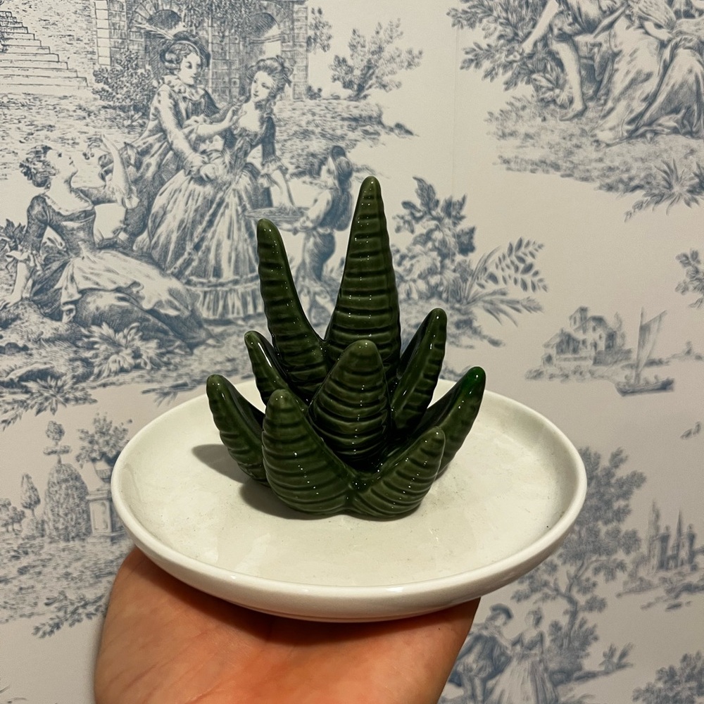 Green Ceramic Succulent ring holder